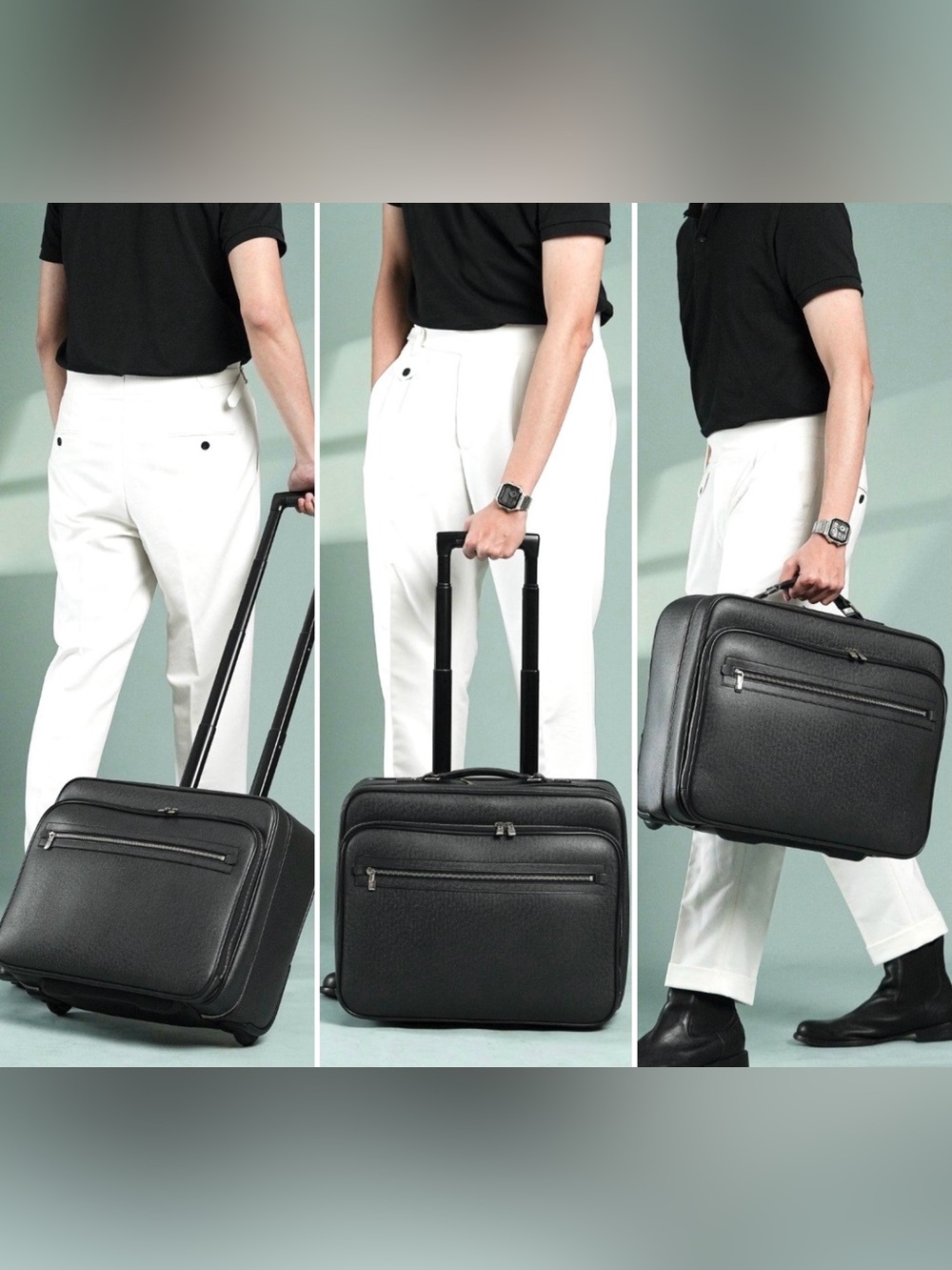 Authentic Louis Vuitton Pilot Case Ardoise grey black leather M23205 travel bag